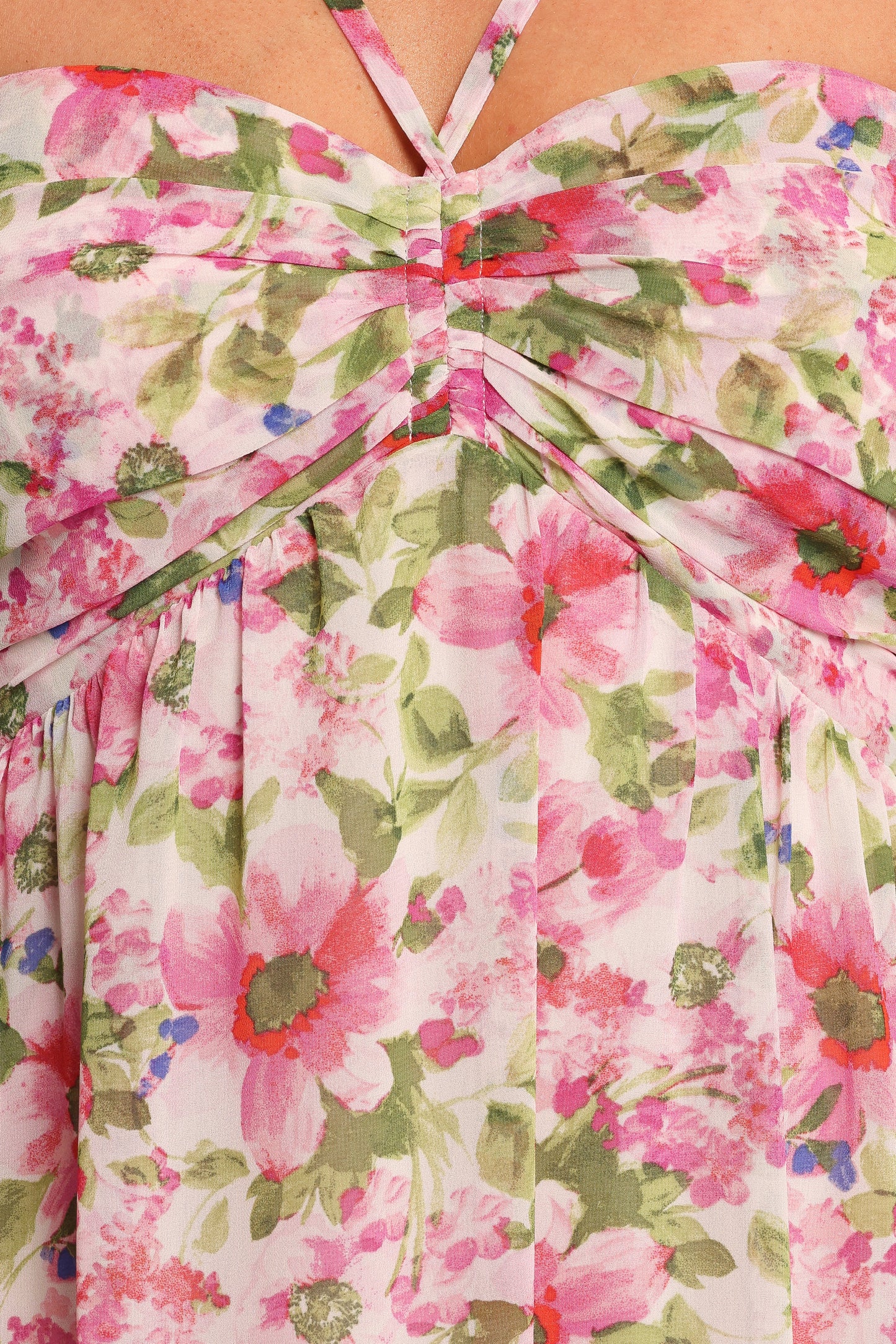 Cascade Halterneck Maxi Dress - Carmine Rose