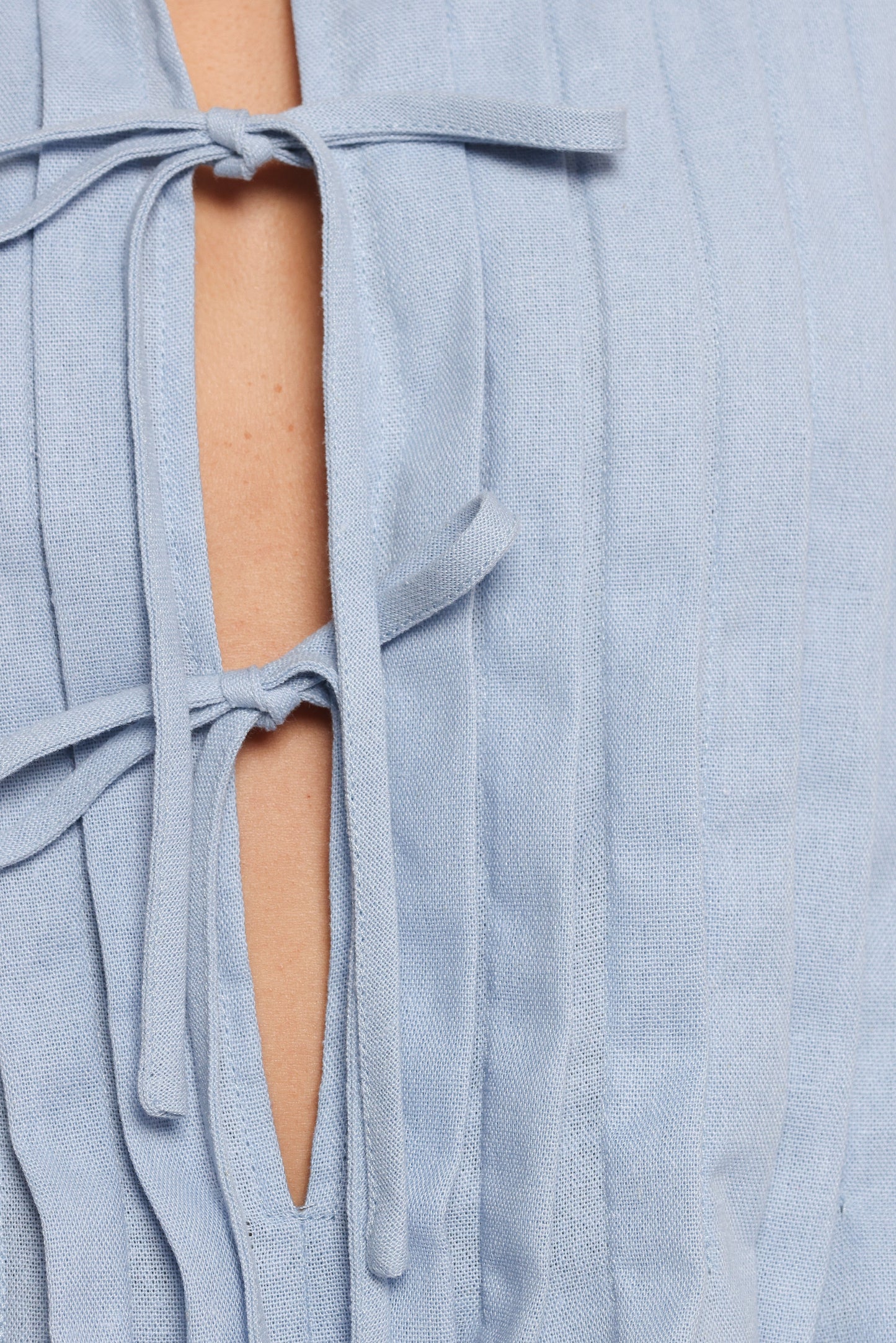 Delia Pleat Tie Top - Blue