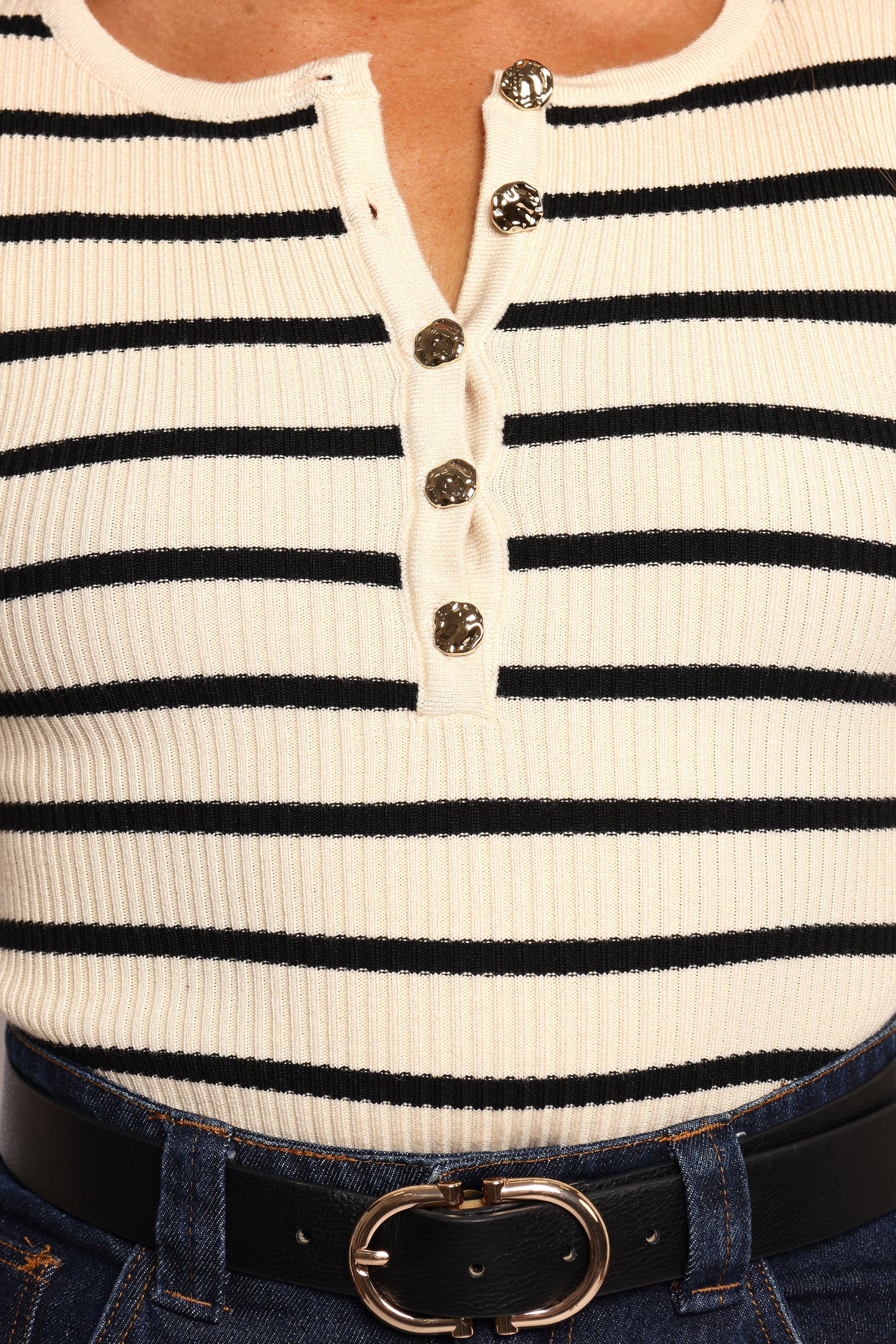 Deni Henley Bodysuit - Stripe