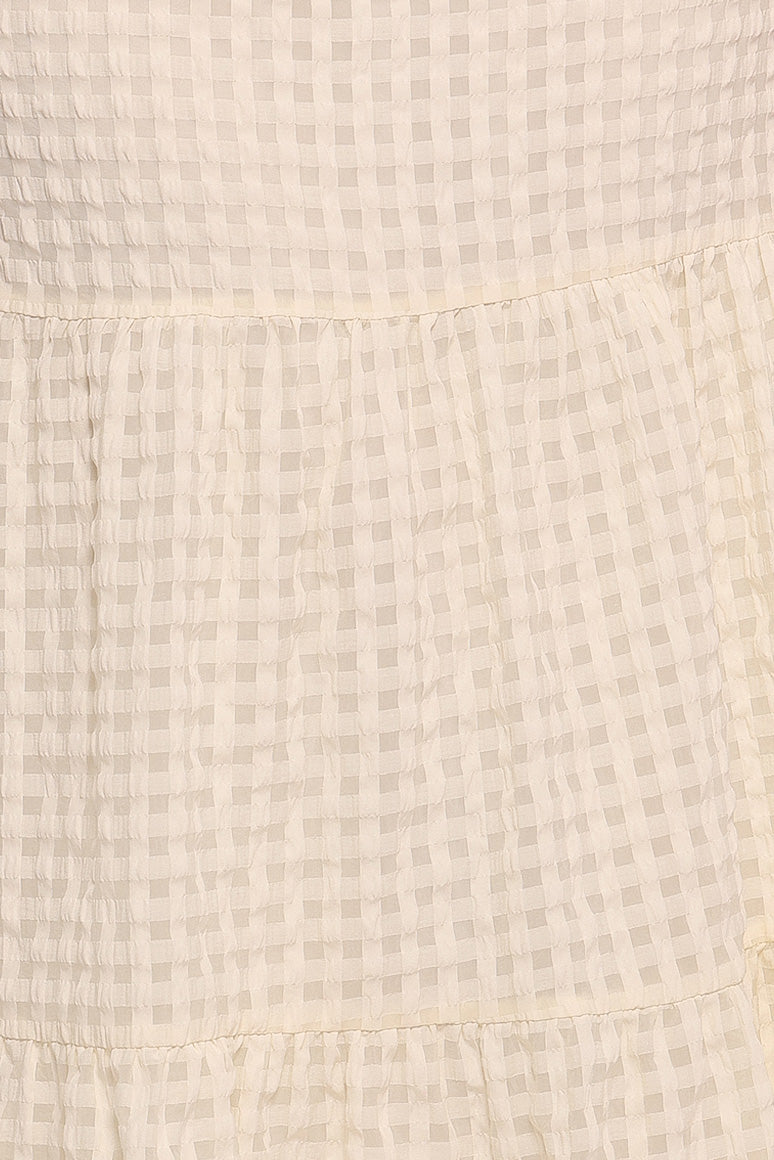 Farica Gingham Midi Skirt - Cream