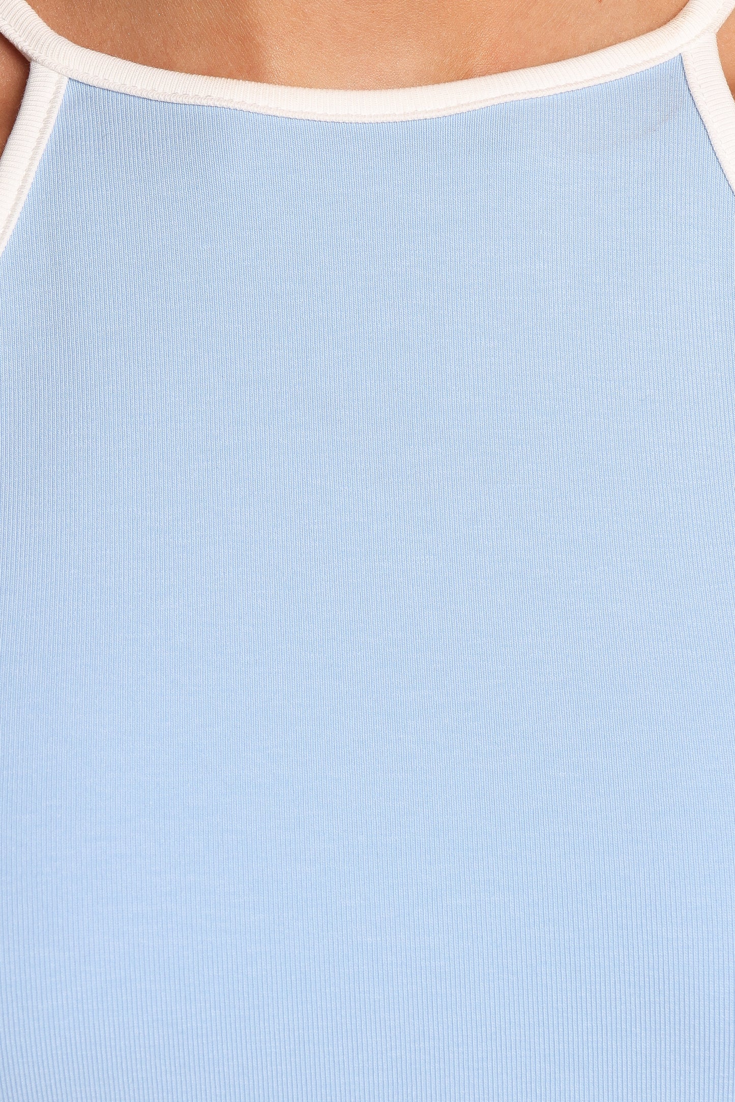 Jazzie Knit Tank - White Pale Blue