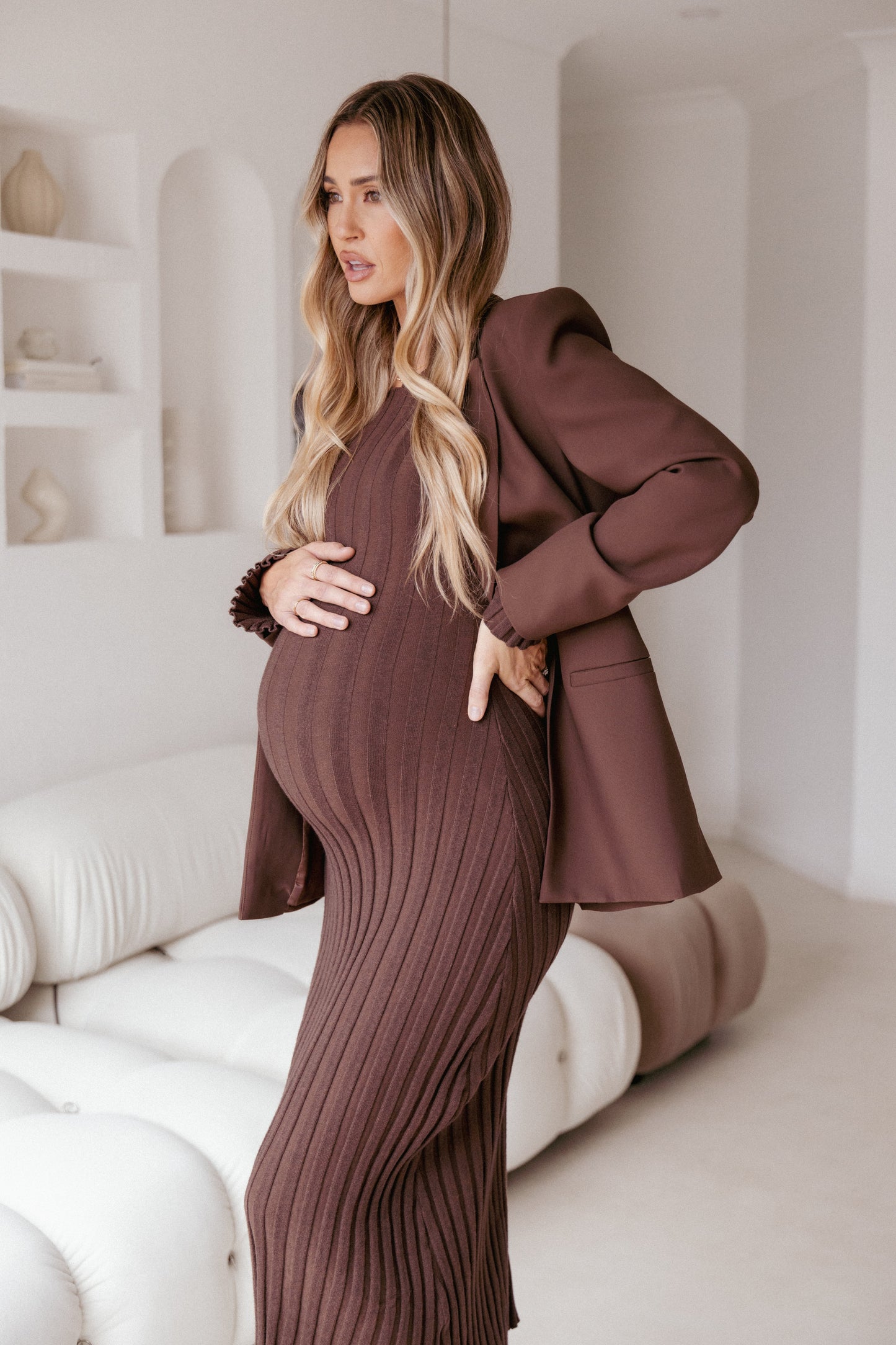 Jolene Long Sleeve Maxi Dress - Brown