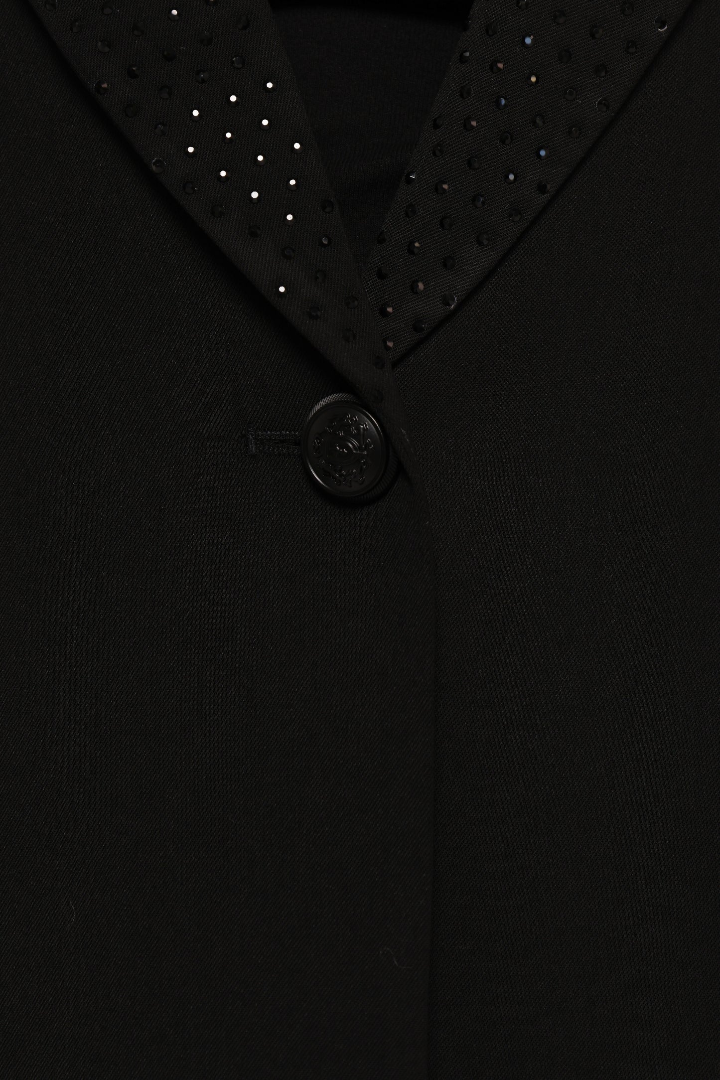Luda Rhinestone Collar Single Button Blazer - Black