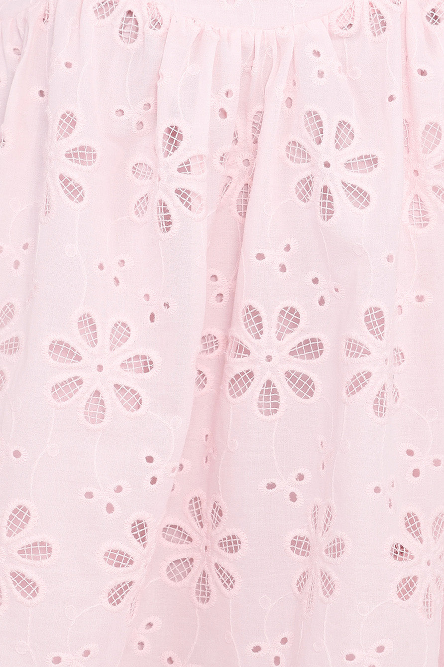 Lynne Mini Dress - Pink Broderie