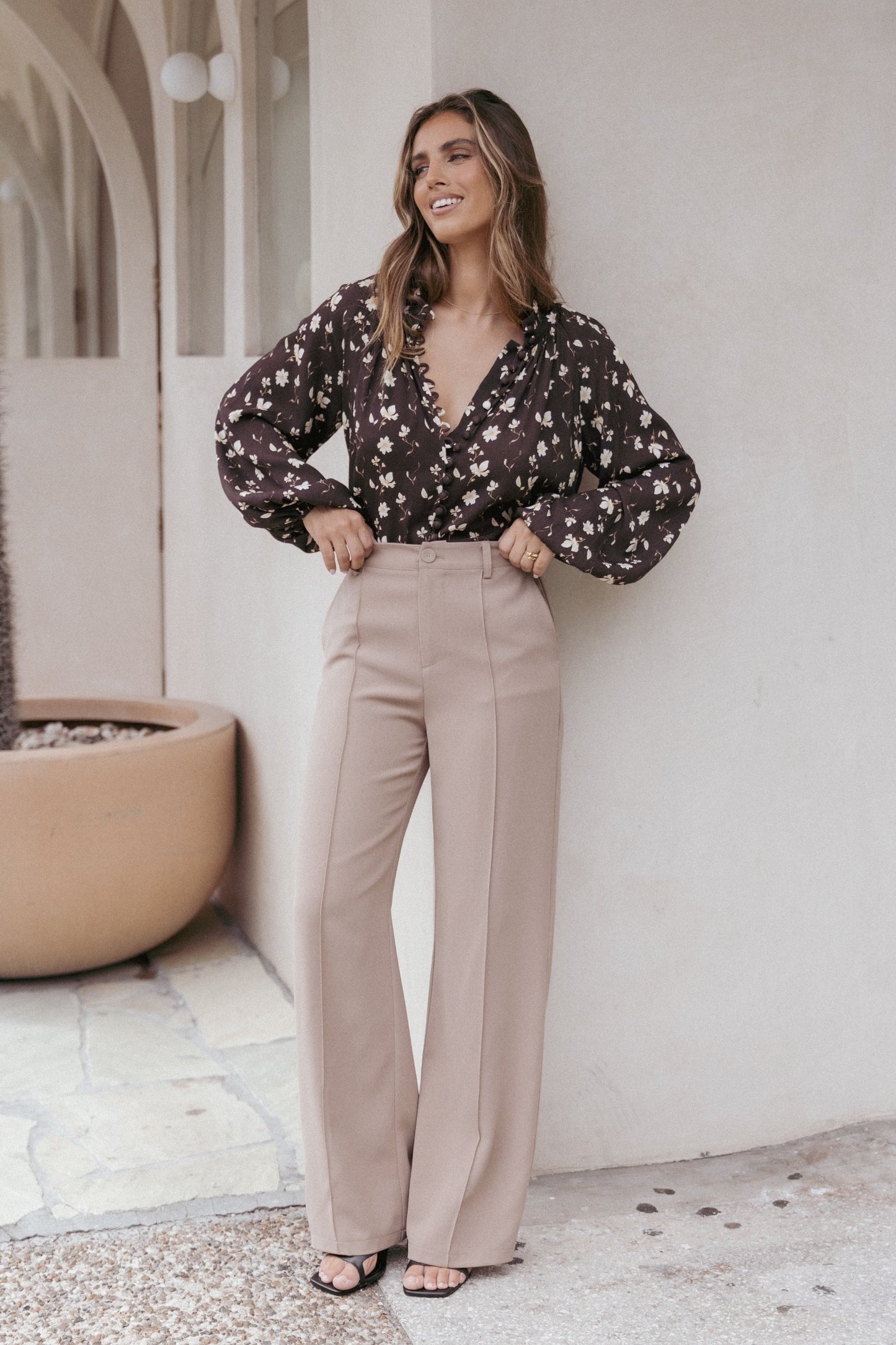 Marni Top - Brown Ditsy