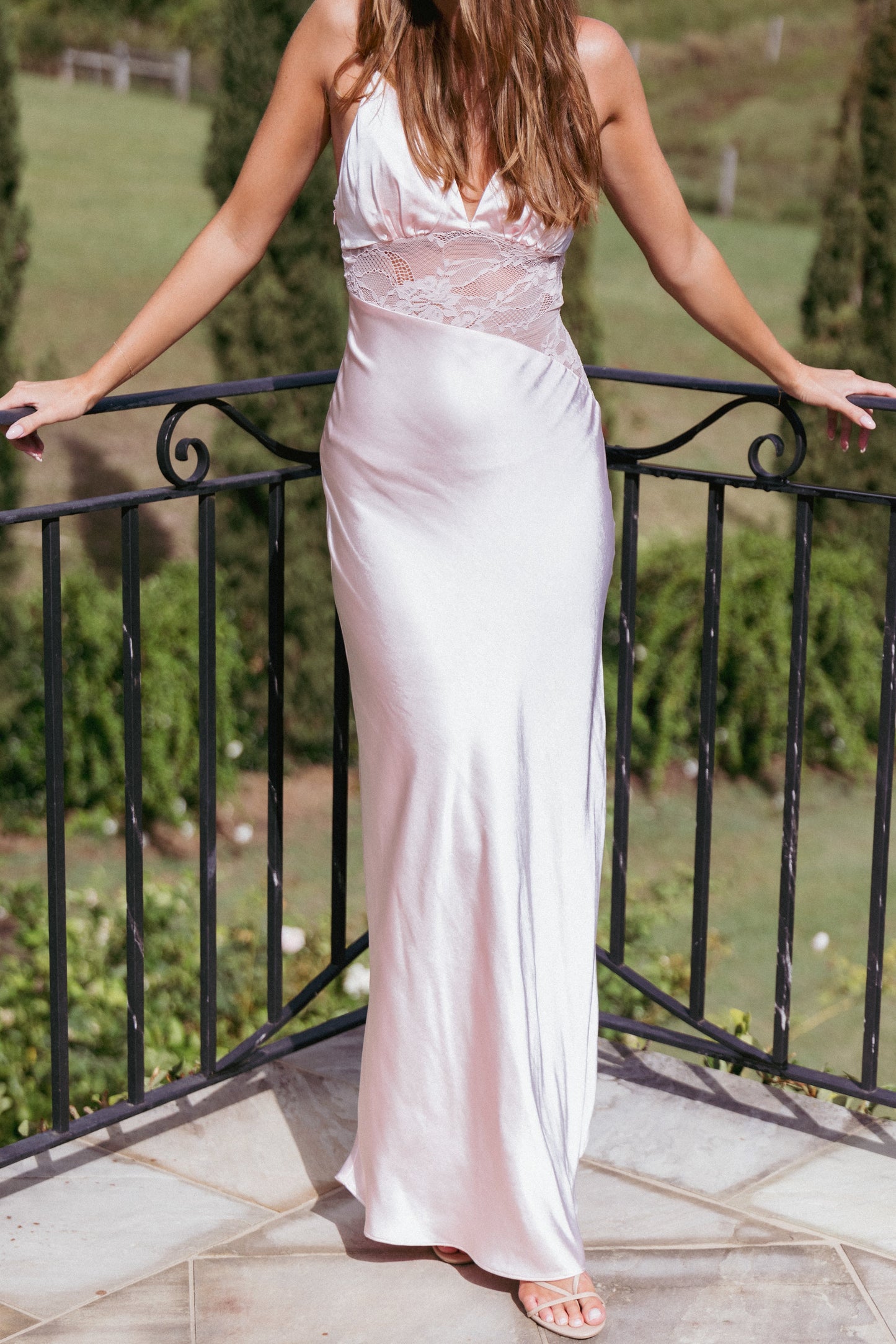 Milla Maxi Lace Dress - Pale Pink