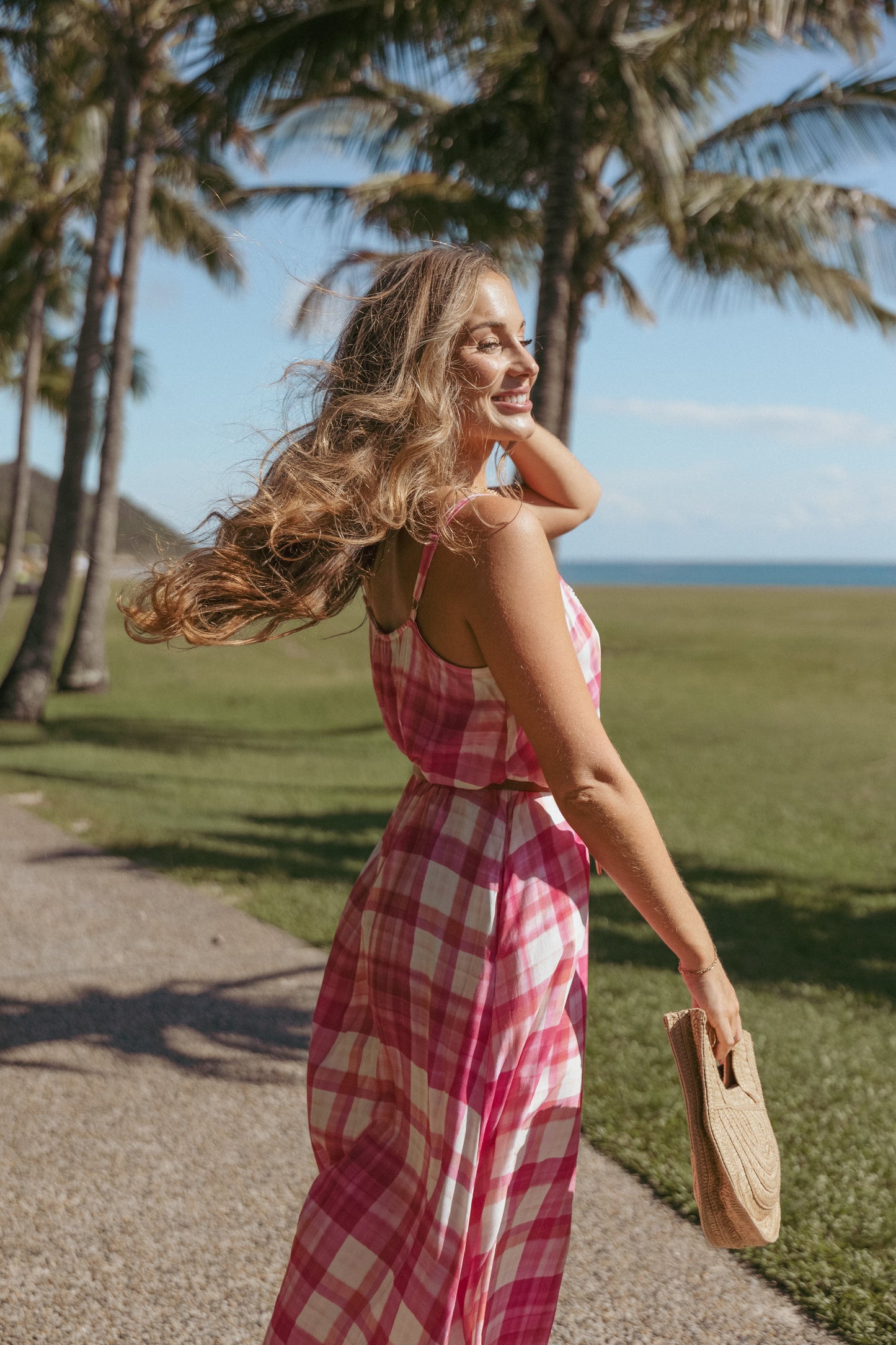 Perle Maxi Dress - Pink Check