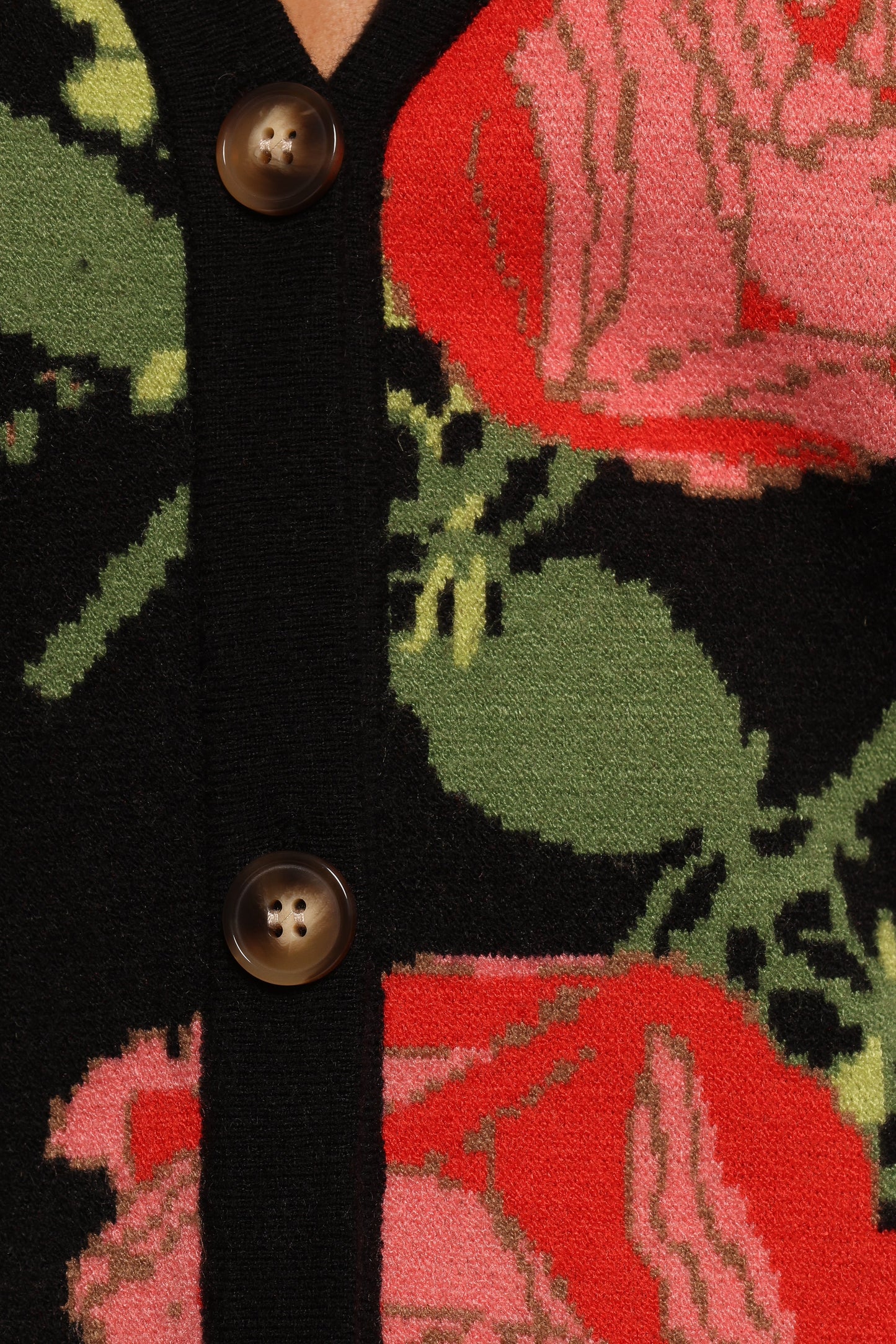 Reeva Button Front Floral Cardigan - Black Floral