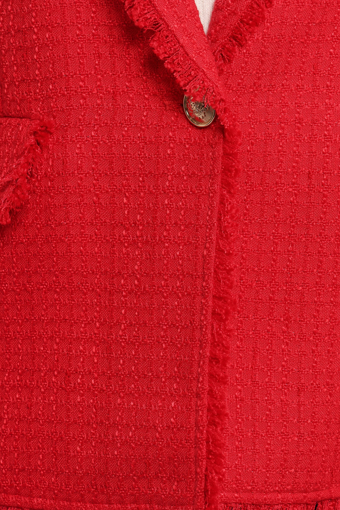 Simona Single Button Twill Blazer - Red