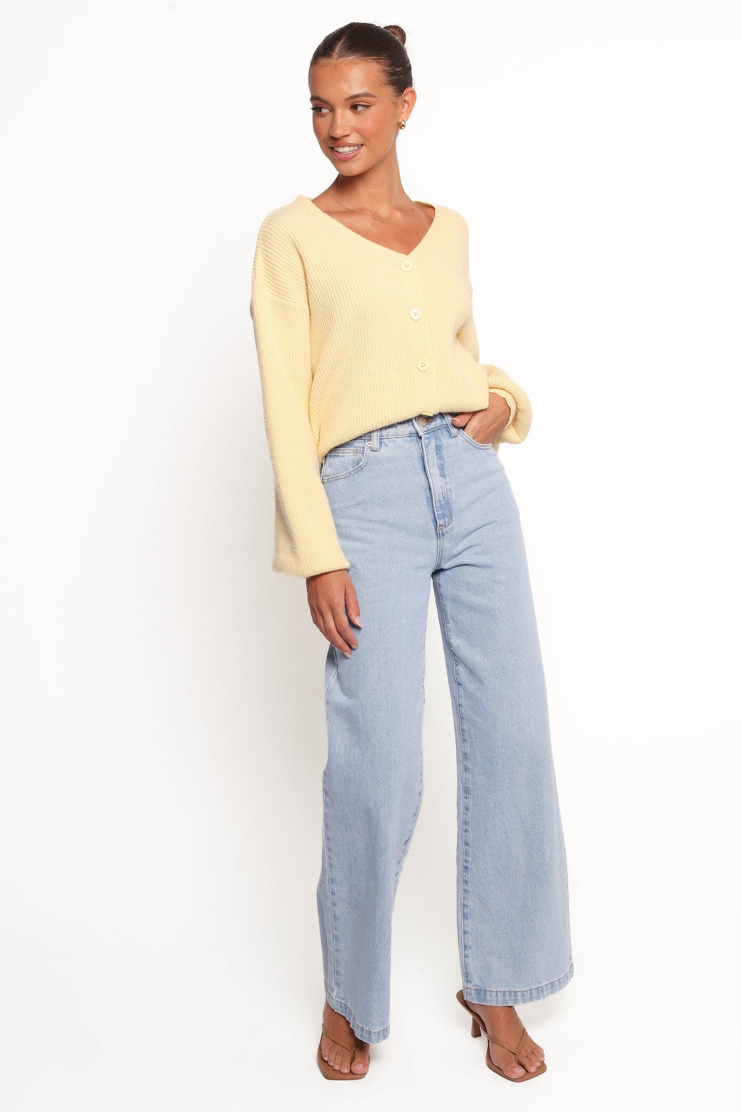 Sybil Button Front Cardigan - Butter Yellow