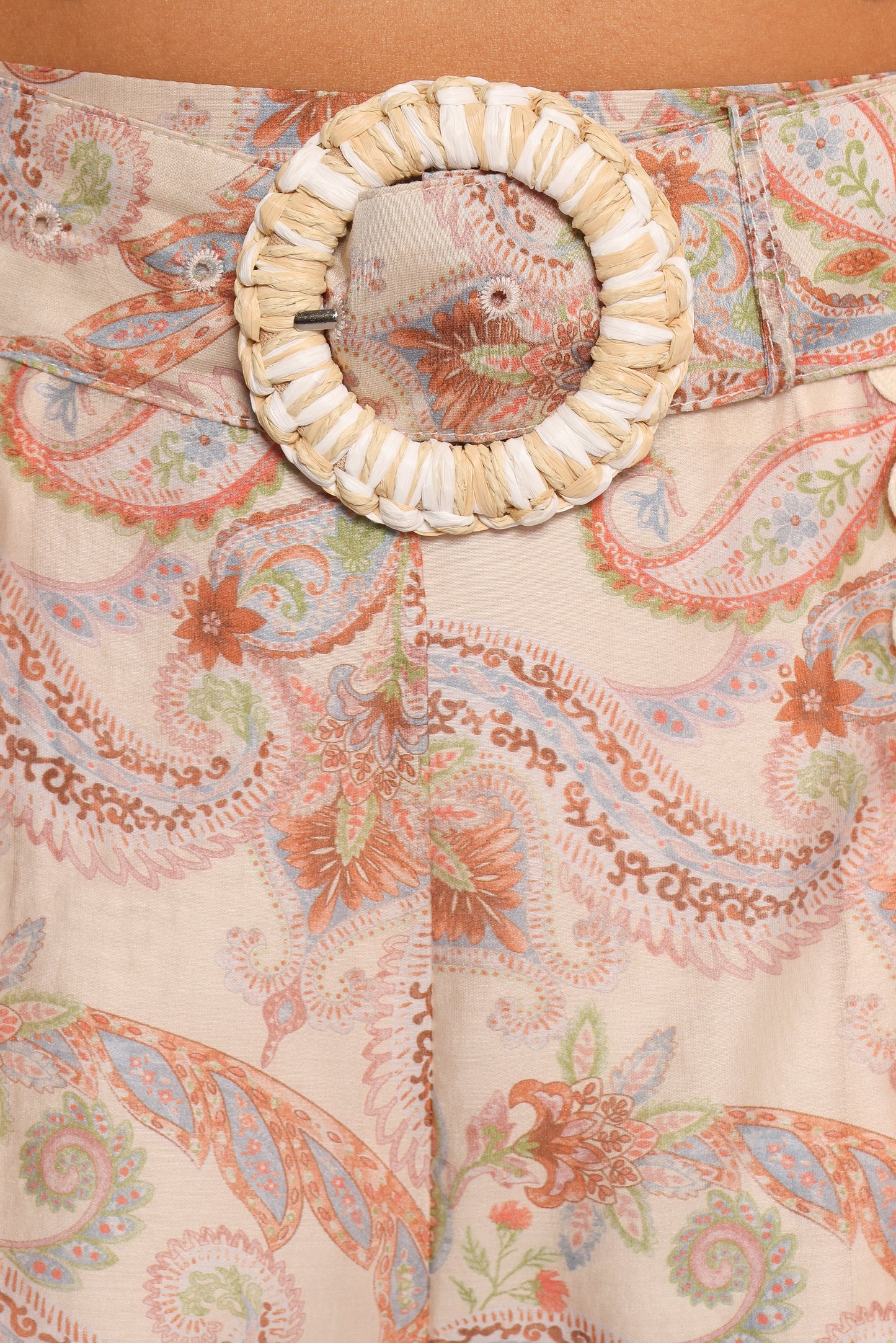 Davina Belted Shorts - Cream Multi