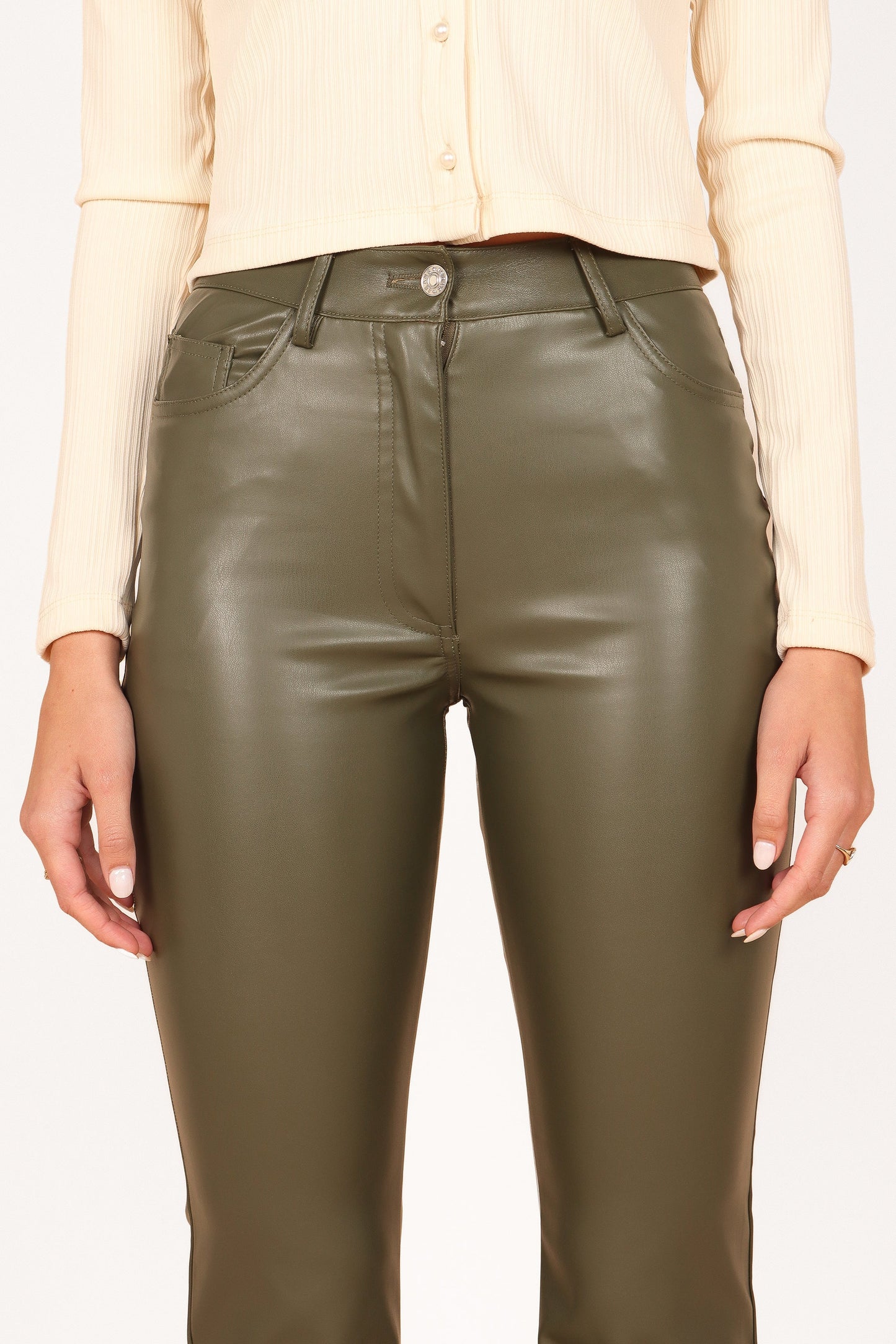 Ashley Faux Leather Pants - Olive