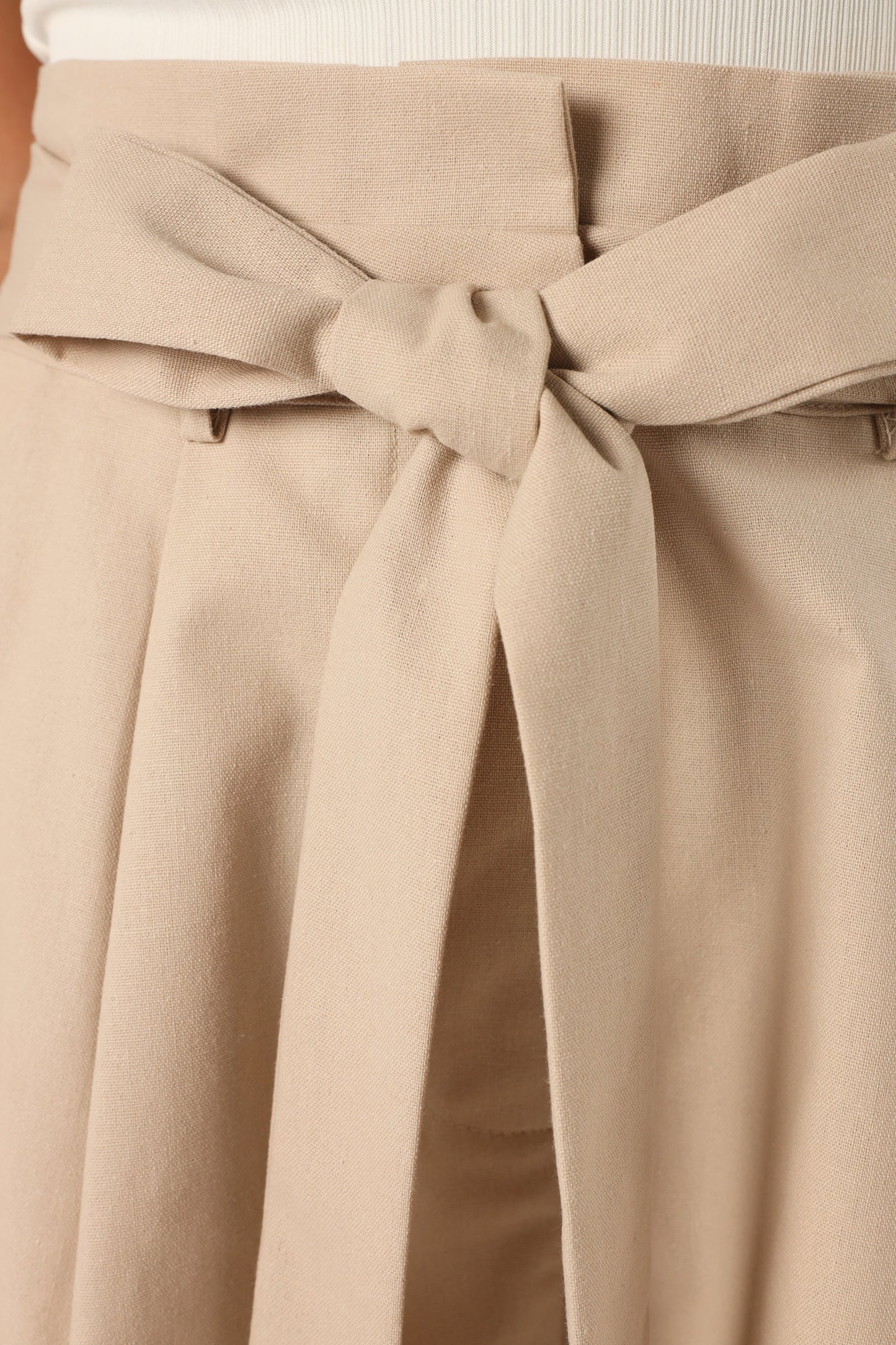 Maya High Waisted Paperbag Shorts - Beige