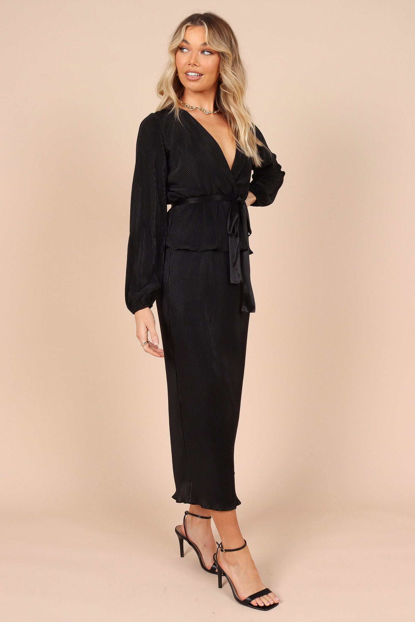 Minelli Pleat Midi Skirt - Black