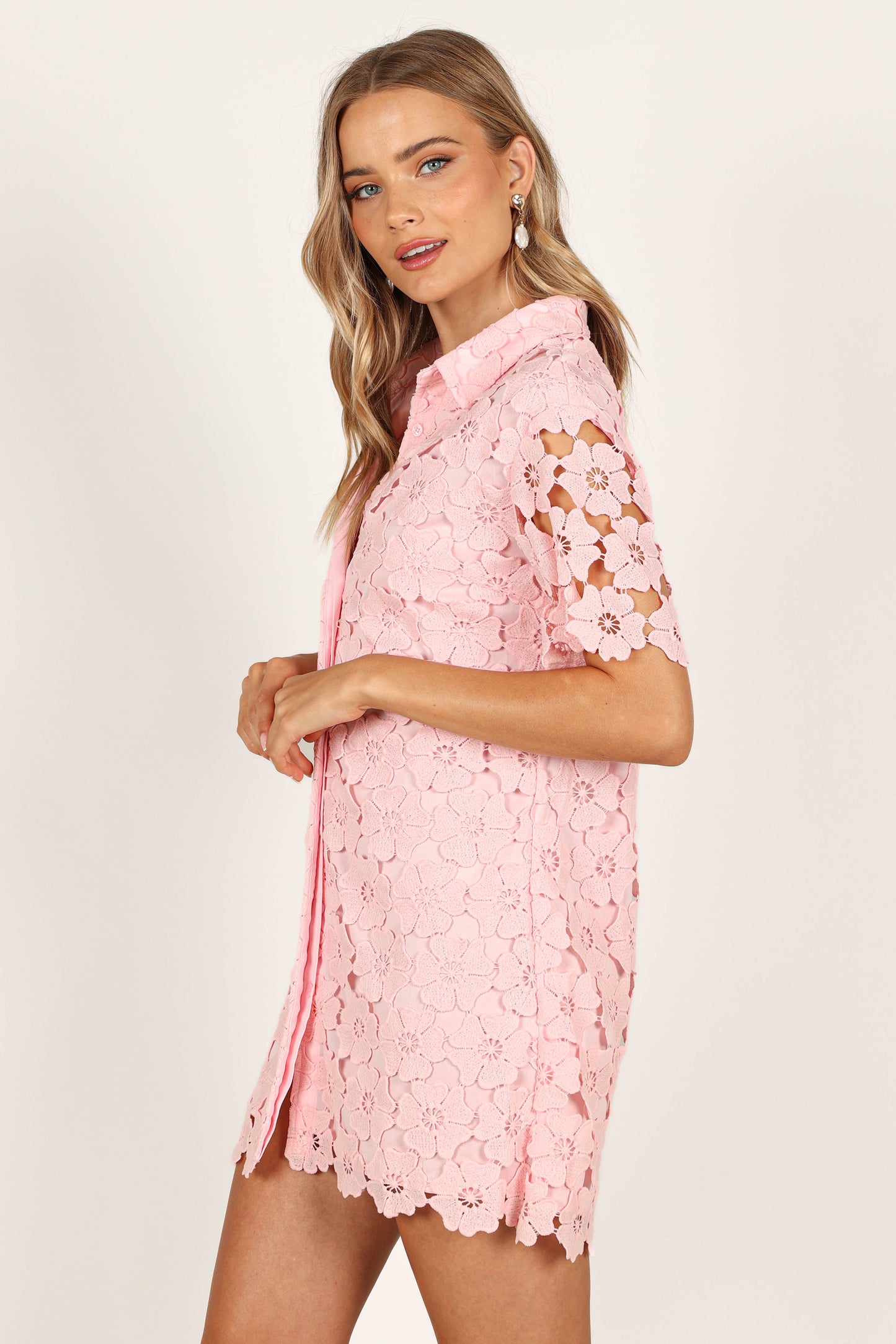 Tallie Button Up Mini Dress - Pink
