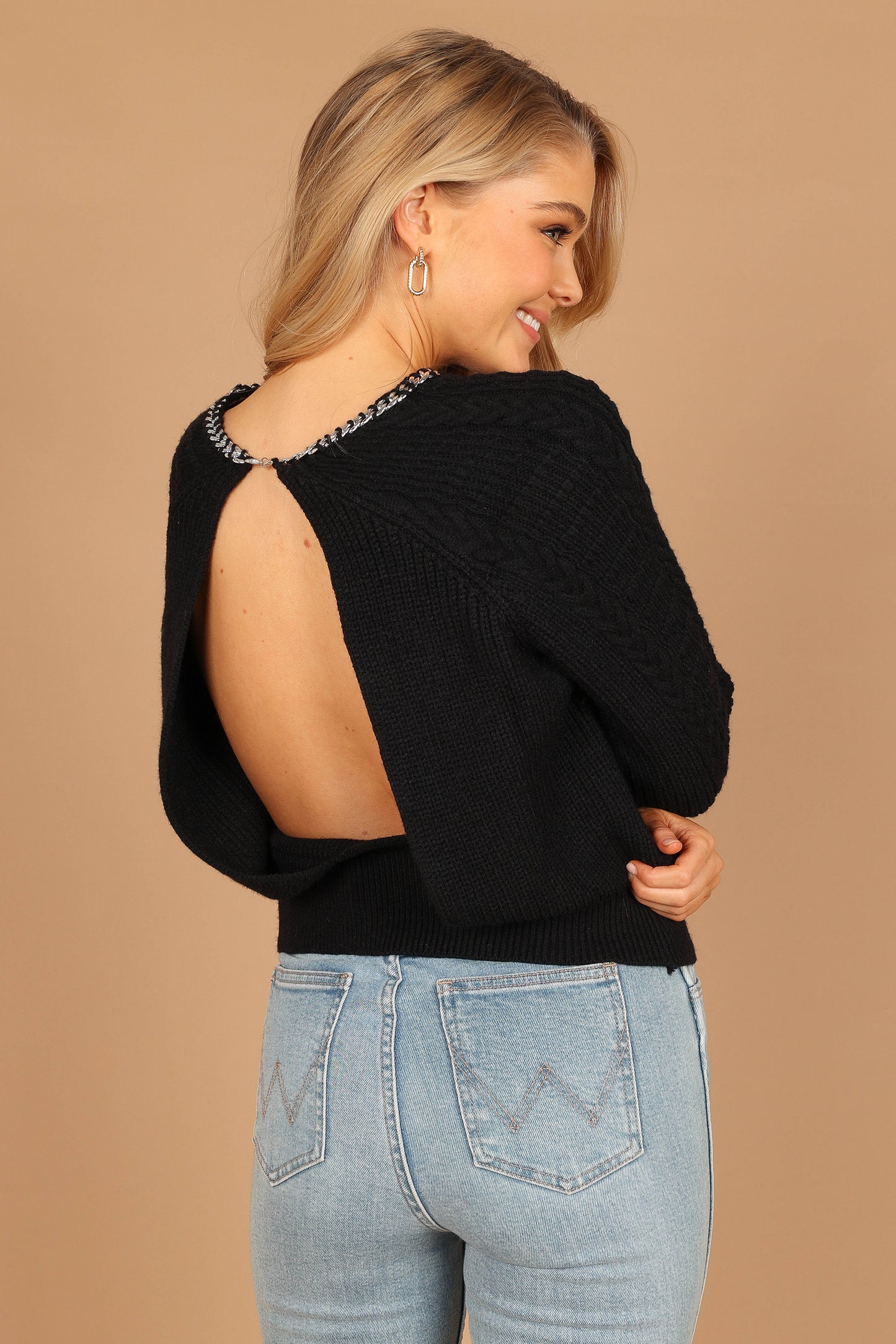 Liv Chain Detail Knit Sweater - Black