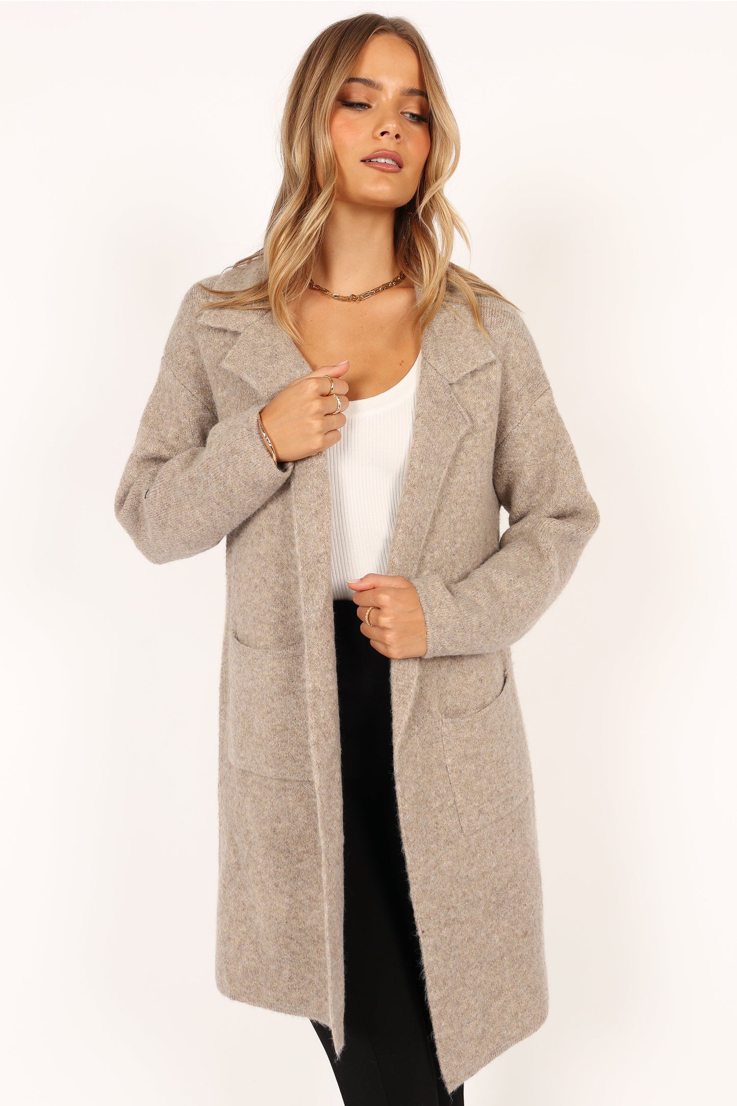 Skylar Open Front Coatigan - Taupe