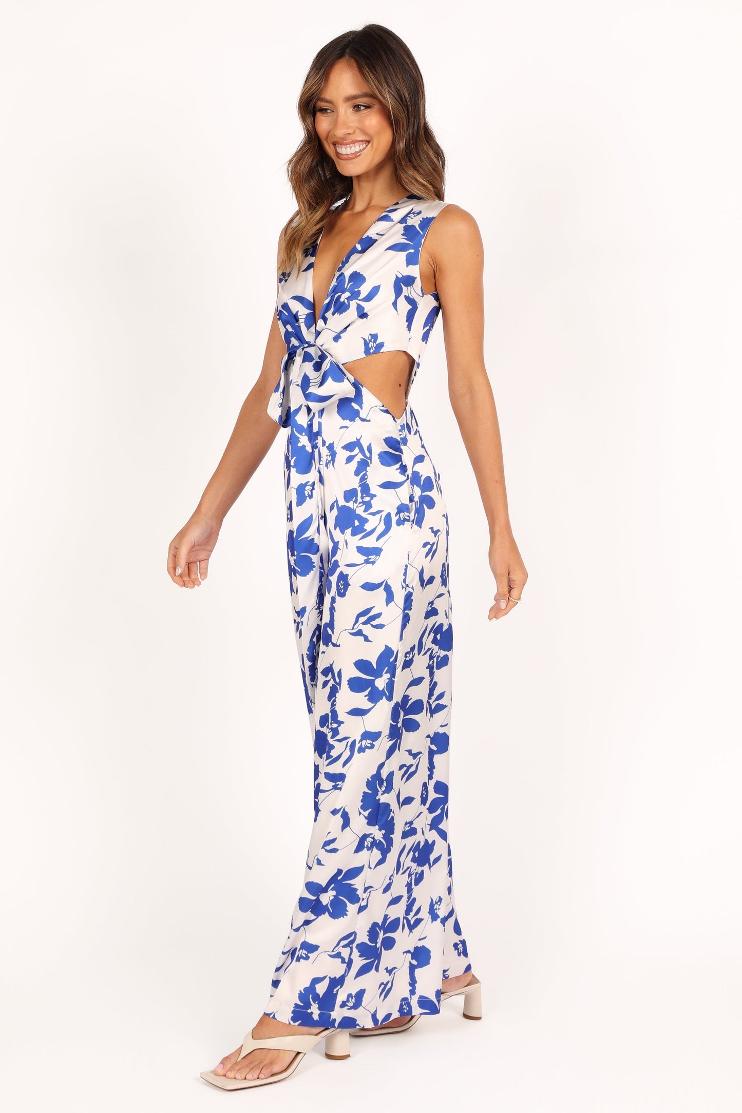 Lulu Wrap Front Jumpsuit - Blue Floral