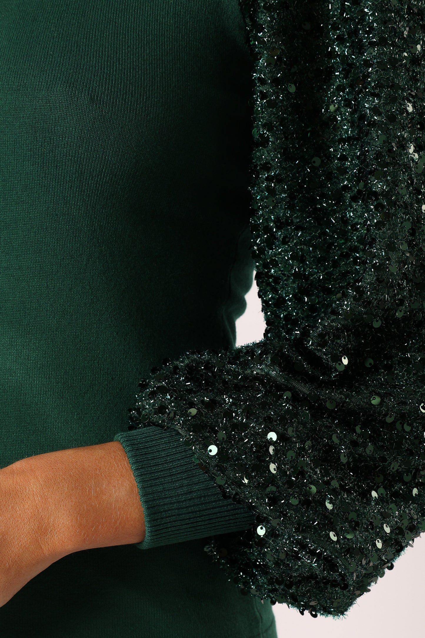 Rowan Sequin Sleeve Top - Green