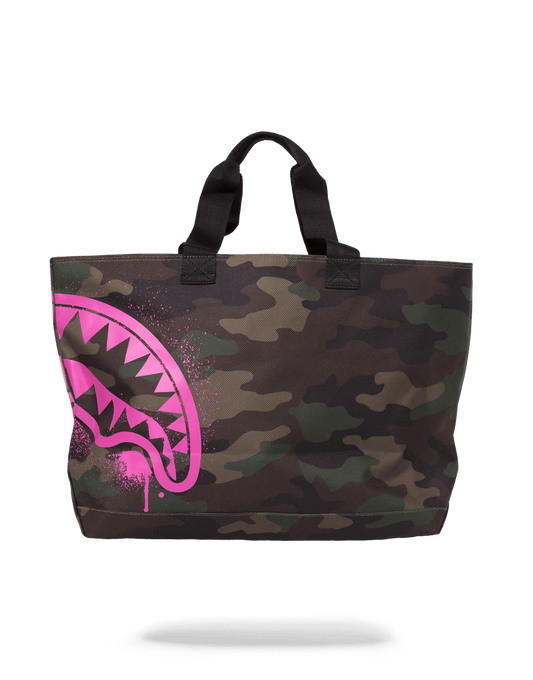 PINK STENCIL SHARK CAMO TOTE