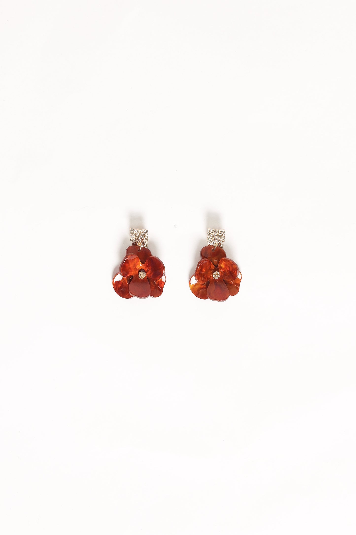 Lennon Flower Earrings - Gold/Brown