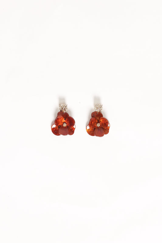 Lennon Flower Earrings - Gold/Brown