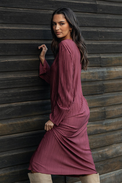 Tannikah Plisse Midi Dress - Ruby Wine