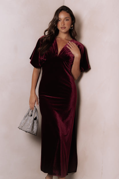 Ricki Velvet Maxi Dress - Wine