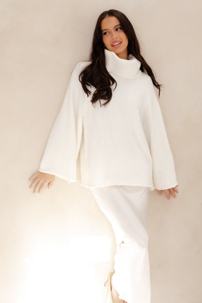 Bindy Cowlneck Knit Sweater - White