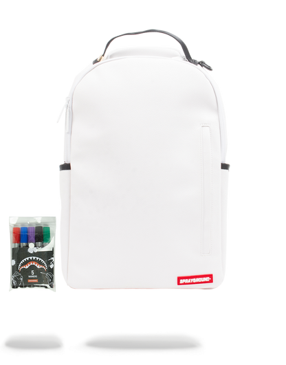 THE SPRAYGROUND DIY WHITE BACKPACK (VEGAN LEATHER & INNER MONEY LINING) & MARKERS INCLUDED