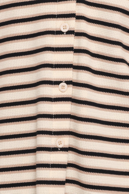 Alden Cotton Knit Set - Beige Black Stripe