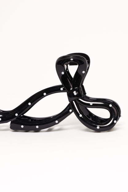 Nova Hair Clip - Black Polka Dot