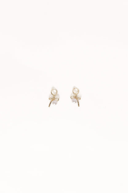 Louisa Bow Earrings - Gold/Pearl