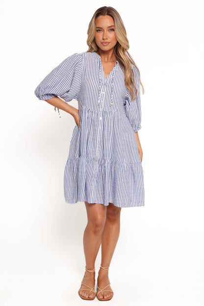 Arden Mini Dress - Blue Stripe