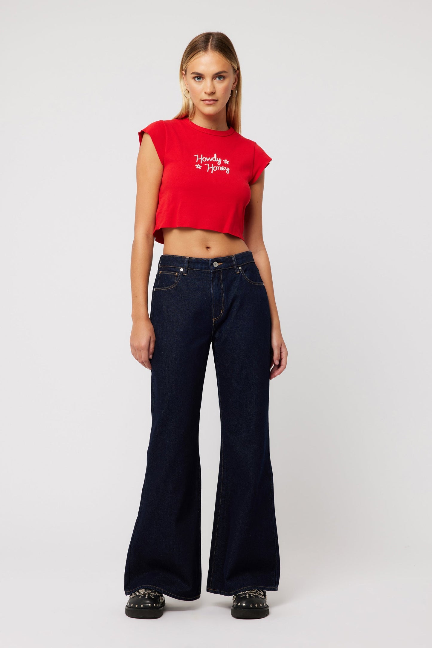 Abrand 90S Rib Cut Off Tee - Red