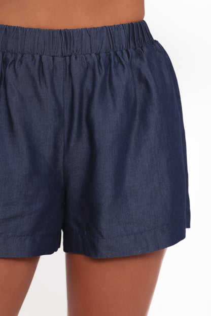 Aaliyah Chambray Shorts - Dark Wash