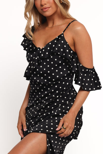 Adelina Maxi Dress - Black Polka Dot
