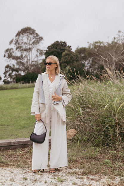 Stella Button Front Collar Jacket - Taupe