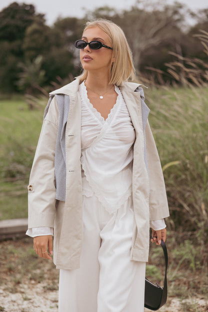 Stella Button Front Collar Jacket - Taupe