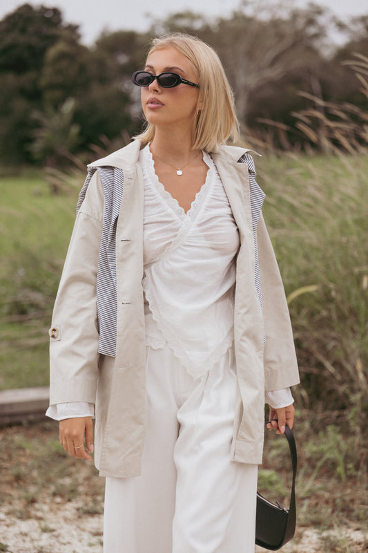 Stella Button Front Collar Jacket - Taupe