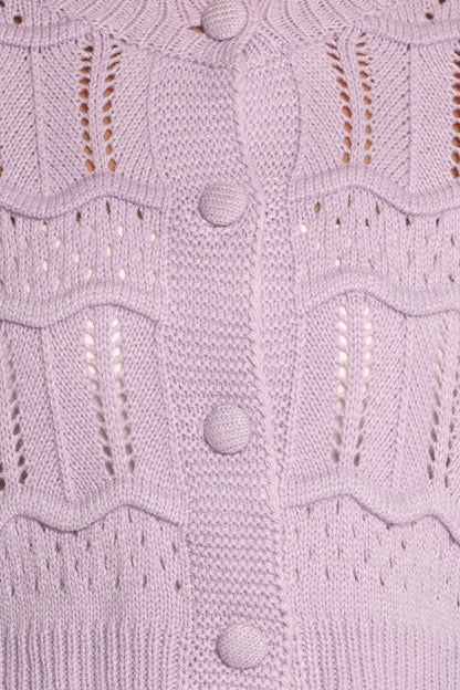 Aidy Crop Button Front Cardigan - Lilac