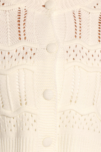 Aidy Crop Button Front Cardigan - White