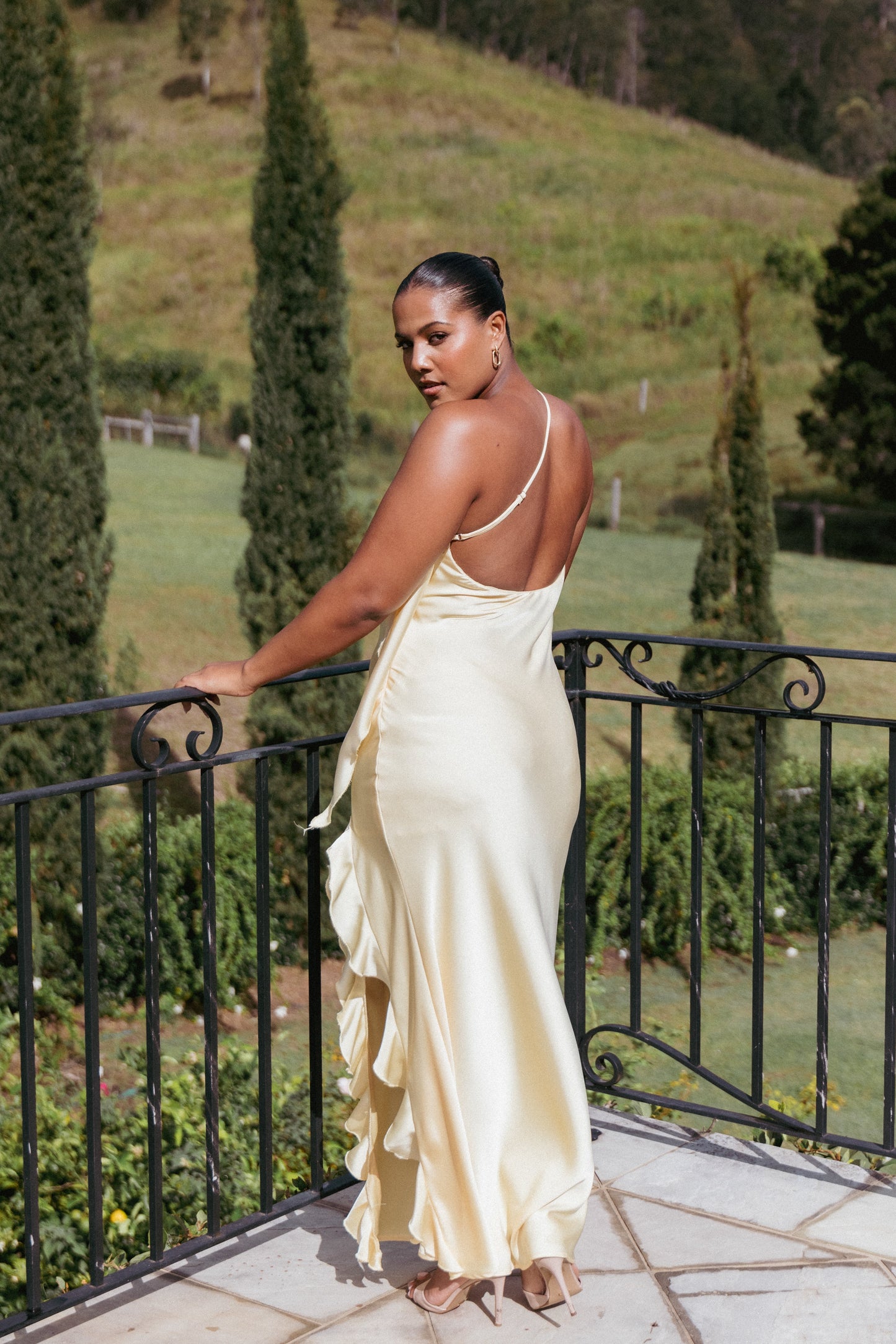 Aila Rosette One Shoulder Dress - Butter Yellow