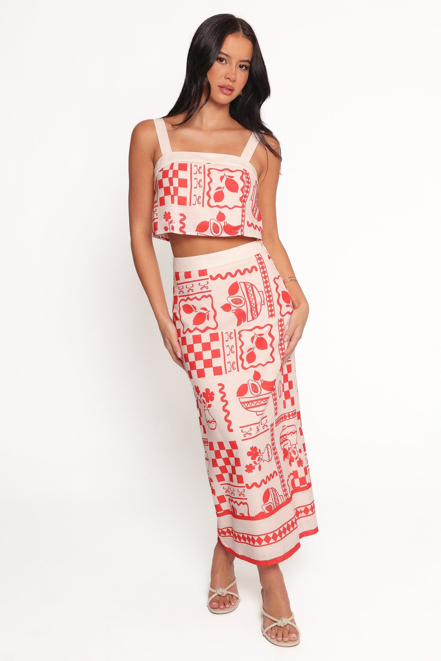 Albanie Skirt Set - Red Print