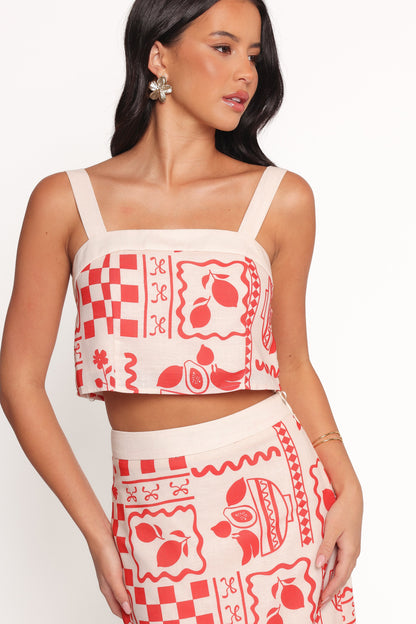 Albanie Skirt Set - Red Print