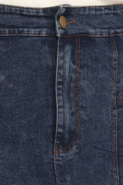 Alek Pleated Mini Skirt - Mid Wash Denim