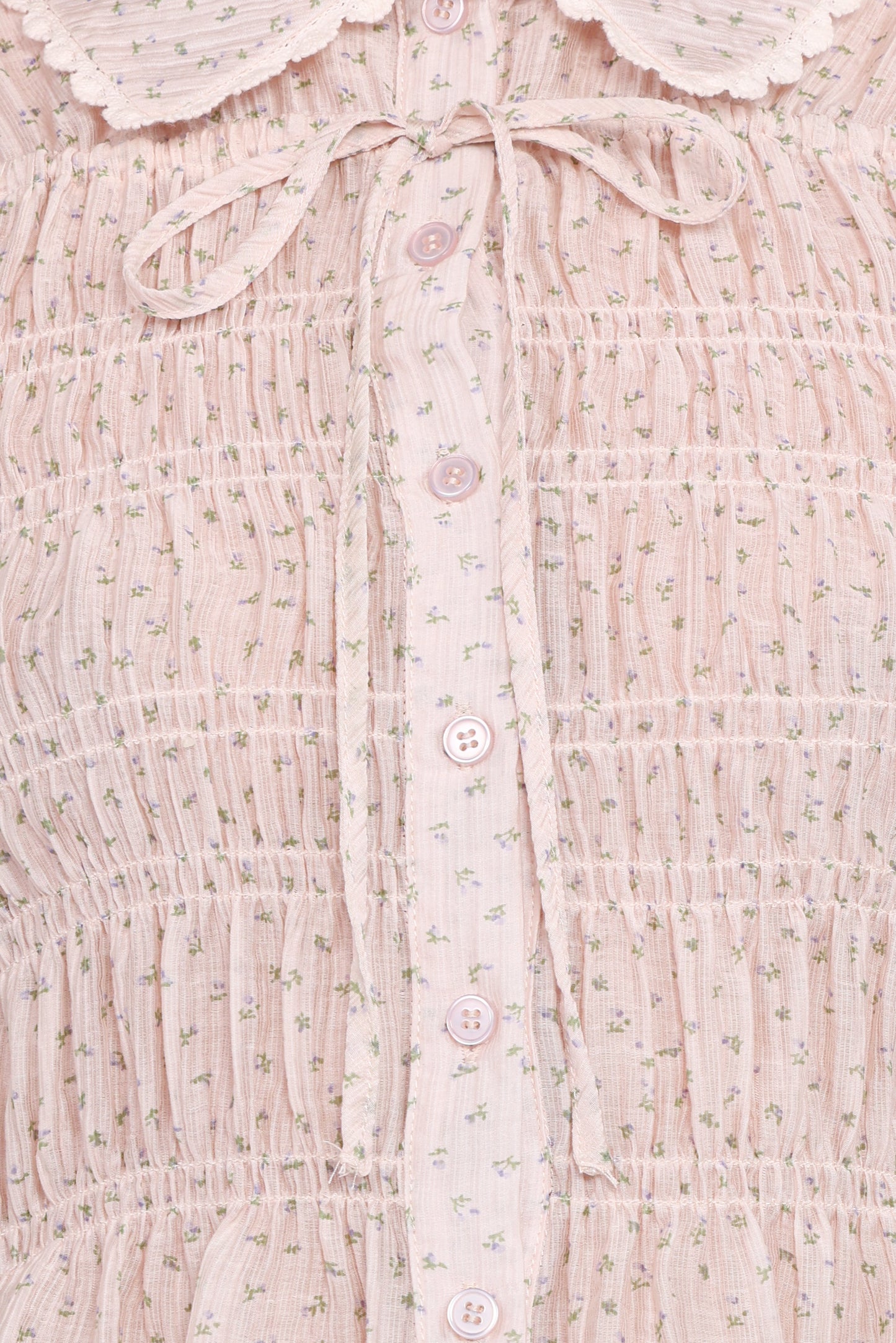 Alima Shirred Top - Pink Purple Floral