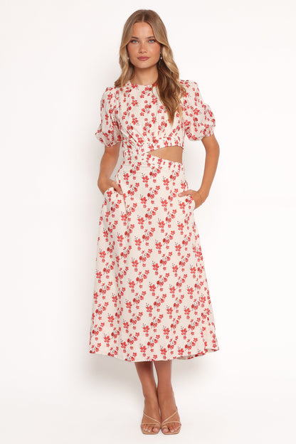 Aminah Puff Sleeve Dress - Red Floral