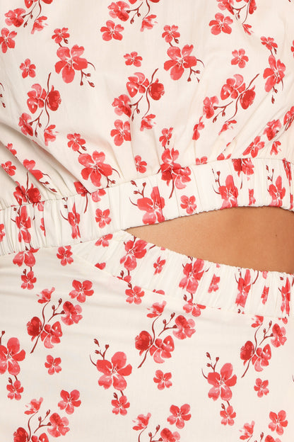 Aminah Puff Sleeve Dress - Red Floral