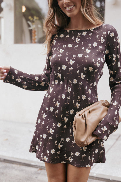 Amity Mini Dress - Brown Floral